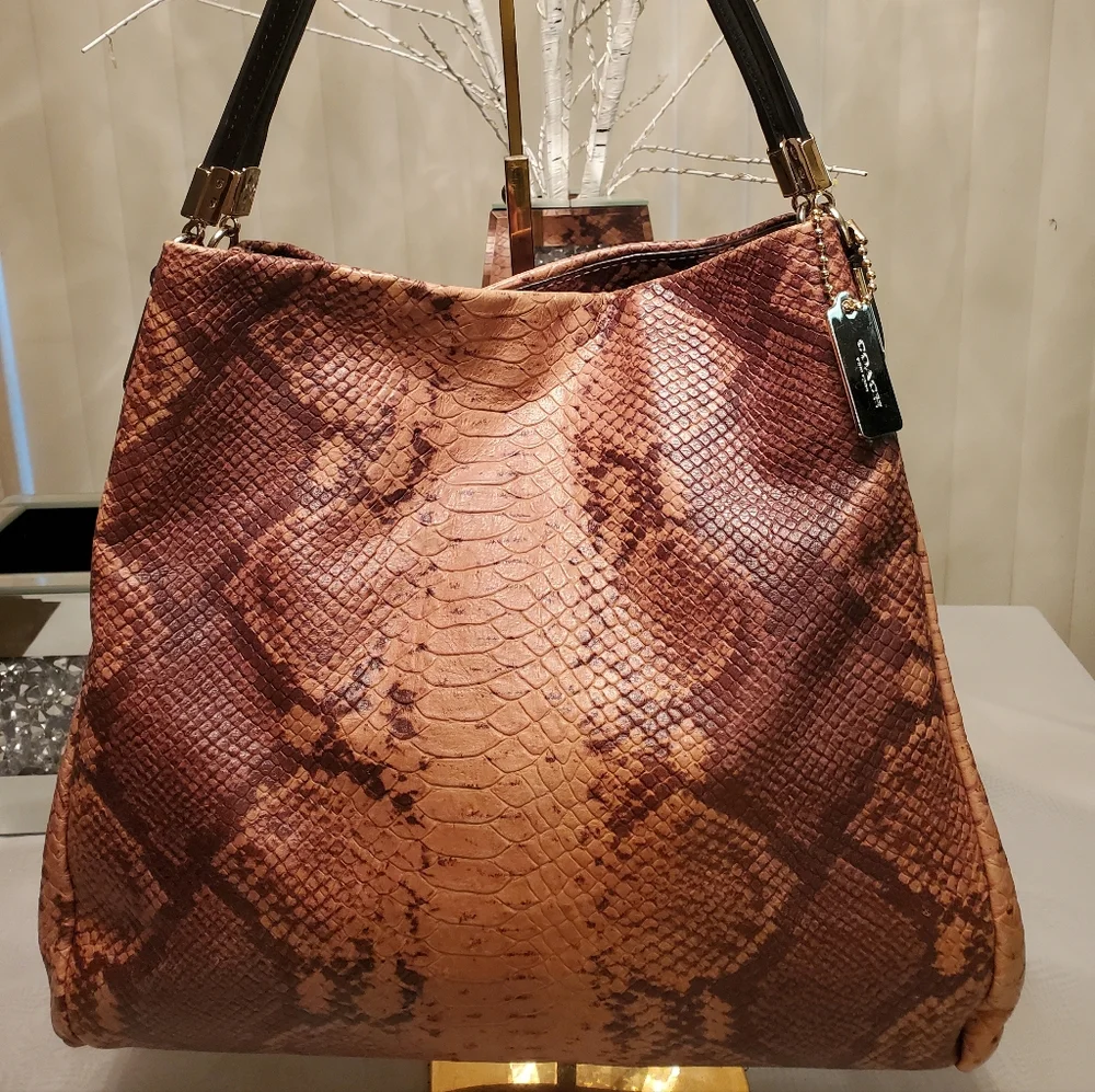 🐍COACH LIMITED EDITION PHOEBE PYTHON LEATHER SHOULDER/TOTE EUC - Picture 2 of 16